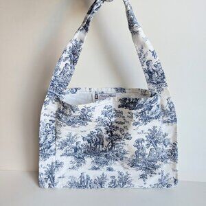 Handmade Blue & White French Country Provence Style Small Canvas Tote Bag